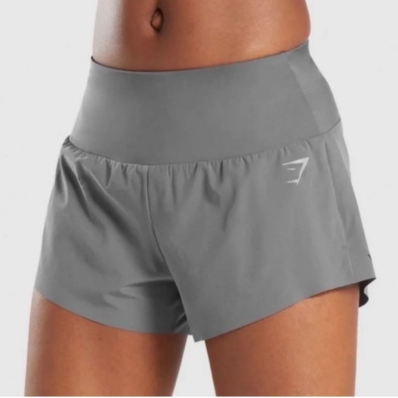 Gymshark Pants - Gymshark Speed Shorts Charcoal Grey Built-in Knicker Adjustable Elastic Size M